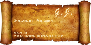 Goszman Jeromos névjegykártya